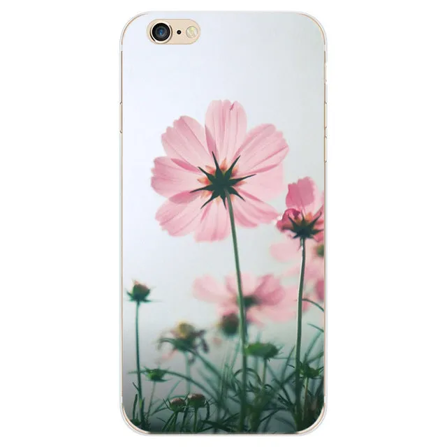 For iPhone 5 5s SE 6 6s 7 7 Plus Phone Case Elegant Beautiful Flowers Painting Soft TPU Cases Back Cover Coque For iPhone 7Plus