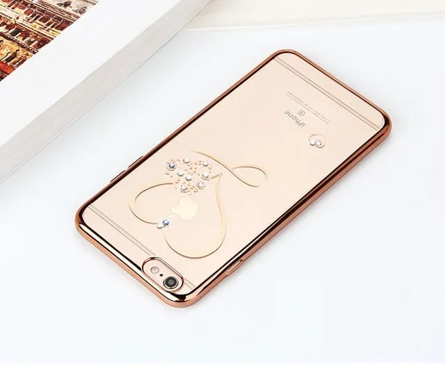 For iPhone 6 Case Ultra Thin Clean Soft TPU Crystal Phone Cases Rose Plating Glitter Diamond Cover For iPhone 6 6S 7 7 Plus Case