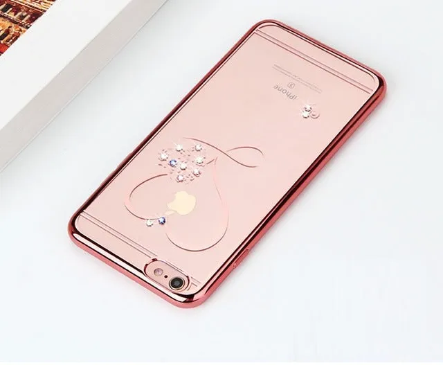 For iPhone 6 Case Ultra Thin Clean Soft TPU Crystal Phone Cases Rose Plating Glitter Diamond Cover For iPhone 6 6S 7 7 Plus Case