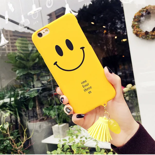 For iPhone 7 Case Smile Nice Face Matte Hard PC Plastic Back Case for iPhone 6 6s 7 Plus Fundas Capa Lovers Star Tassel Cover