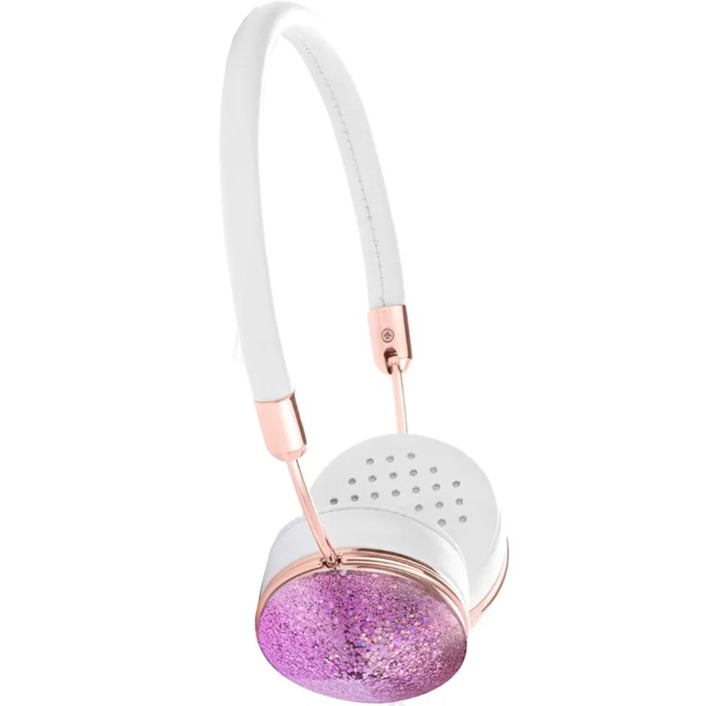 Frends Layla White Leather On-Ear Headphones Bundle - Pink Glitter