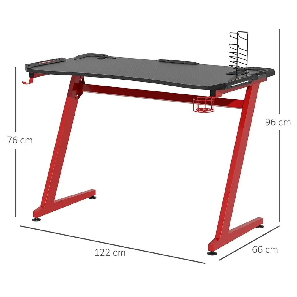 Gaming Desk with Gamepad Holder Cup Holder Headphone Hook Home Office