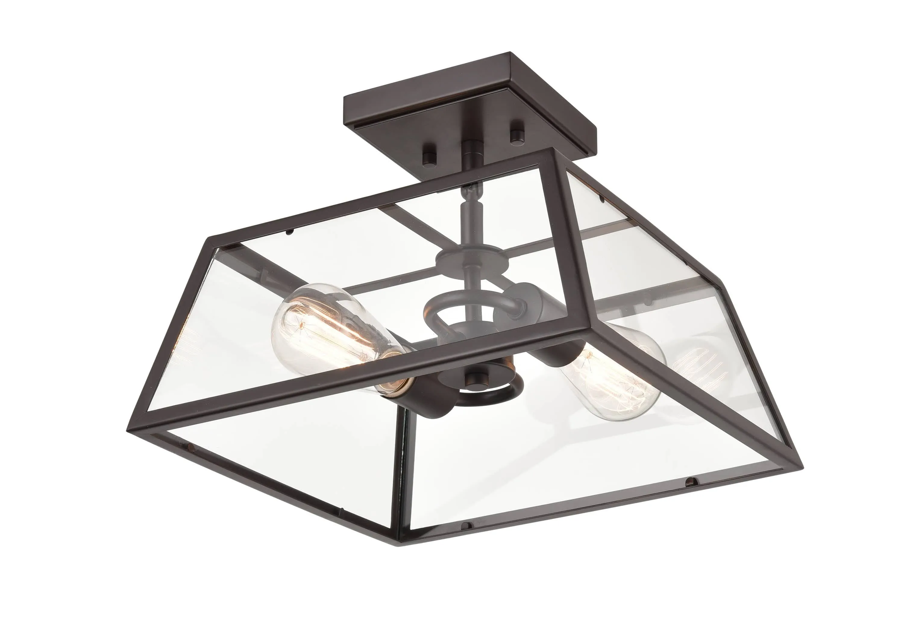 Grant Outdoor Flush Mount Fixture - Powder Coated Bronze - Clear Glass - 13in. Diameter - E26 Medium Base