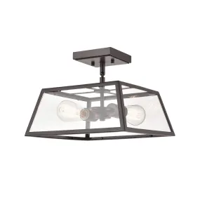 Grant Outdoor Flush Mount Fixture - Powder Coated Bronze - Clear Glass - 13in. Diameter - E26 Medium Base