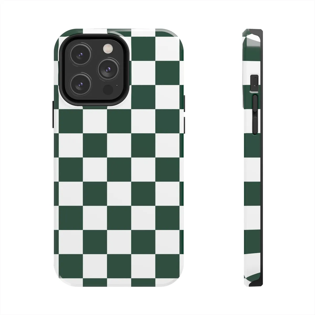 Green Checkered iPhone 14 13 Pro Max Tough Case Mate, White Check Aesthetic Iphone 12 11 Mini SE  X XR XS 8 Plus 7 Phone Cover