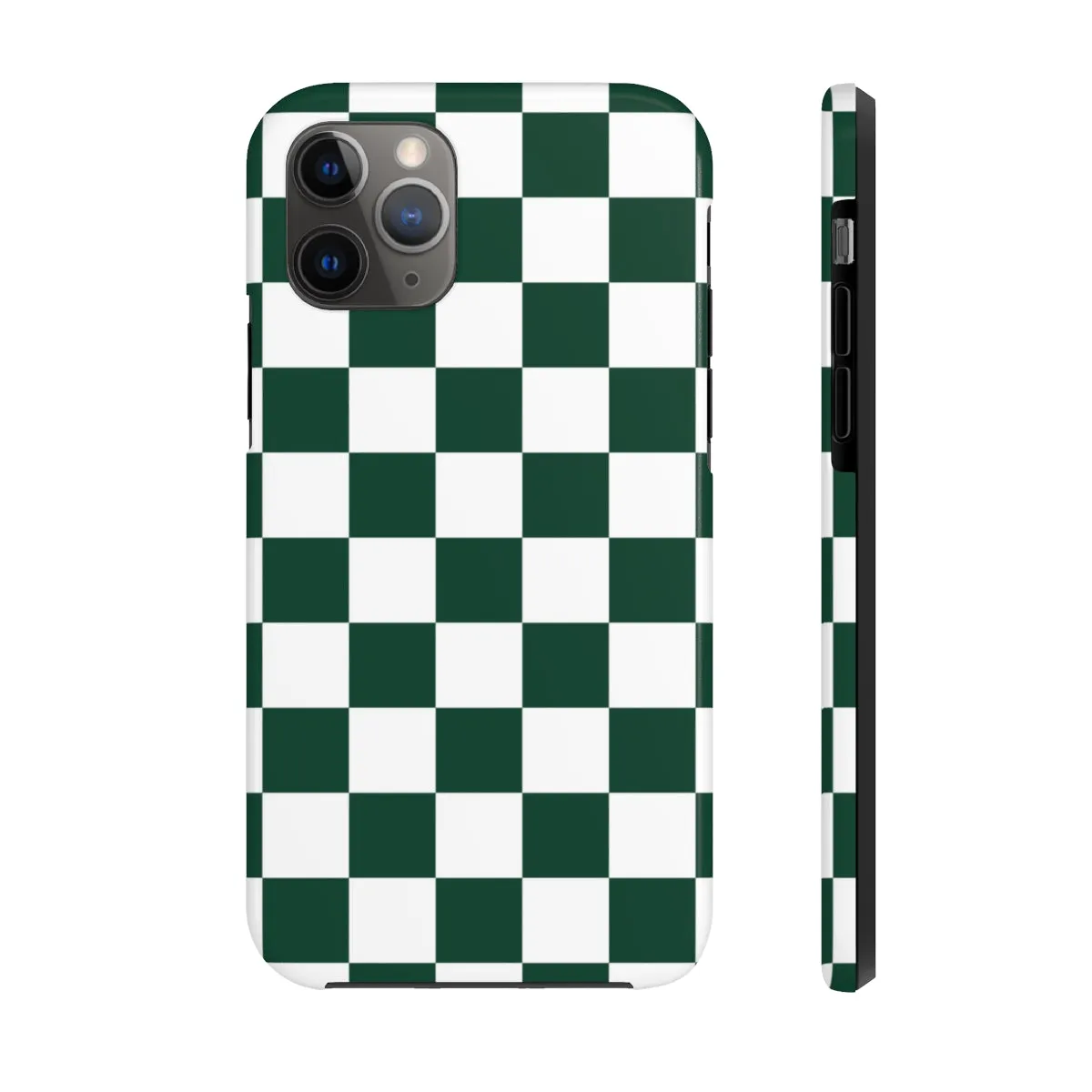 Green Checkered iPhone 14 13 Pro Max Tough Case Mate, White Check Aesthetic Iphone 12 11 Mini SE  X XR XS 8 Plus 7 Phone Cover