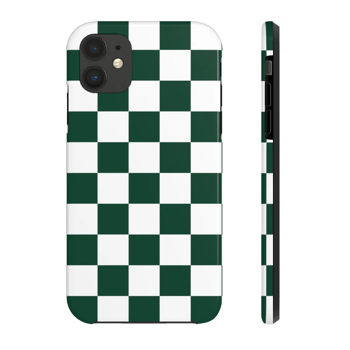 Green Checkered iPhone 14 13 Pro Max Tough Case Mate, White Check Aesthetic Iphone 12 11 Mini SE  X XR XS 8 Plus 7 Phone Cover