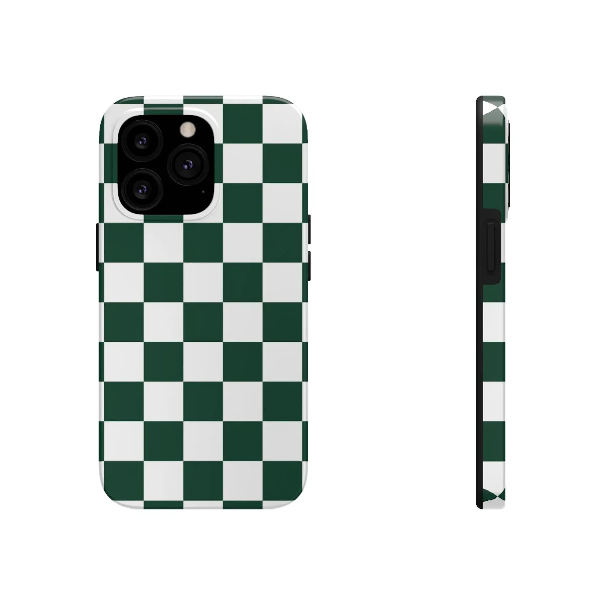 Green Checkered iPhone 14 13 Pro Max Tough Case Mate, White Check Aesthetic Iphone 12 11 Mini SE  X XR XS 8 Plus 7 Phone Cover