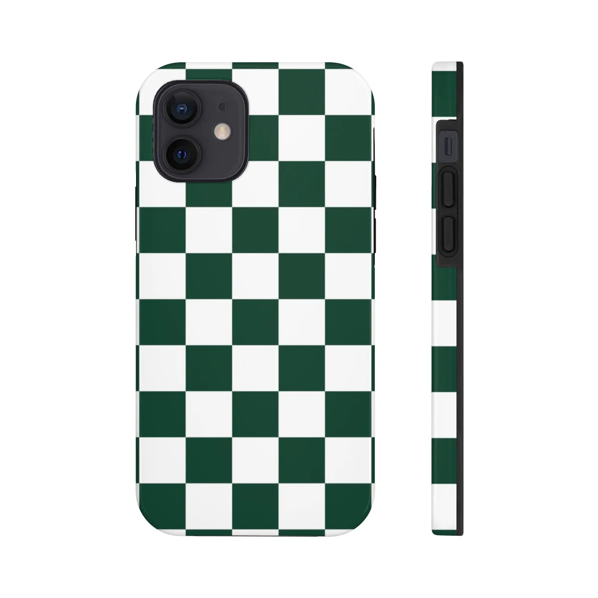 Green Checkered iPhone 14 13 Pro Max Tough Case Mate, White Check Aesthetic Iphone 12 11 Mini SE  X XR XS 8 Plus 7 Phone Cover