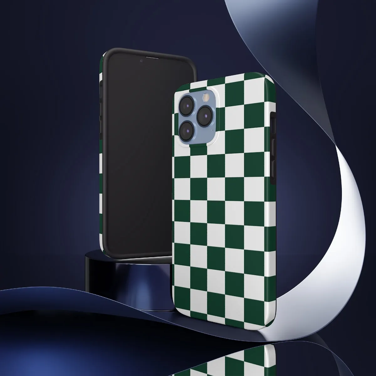 Green Checkered iPhone 14 13 Pro Max Tough Case Mate, White Check Aesthetic Iphone 12 11 Mini SE  X XR XS 8 Plus 7 Phone Cover