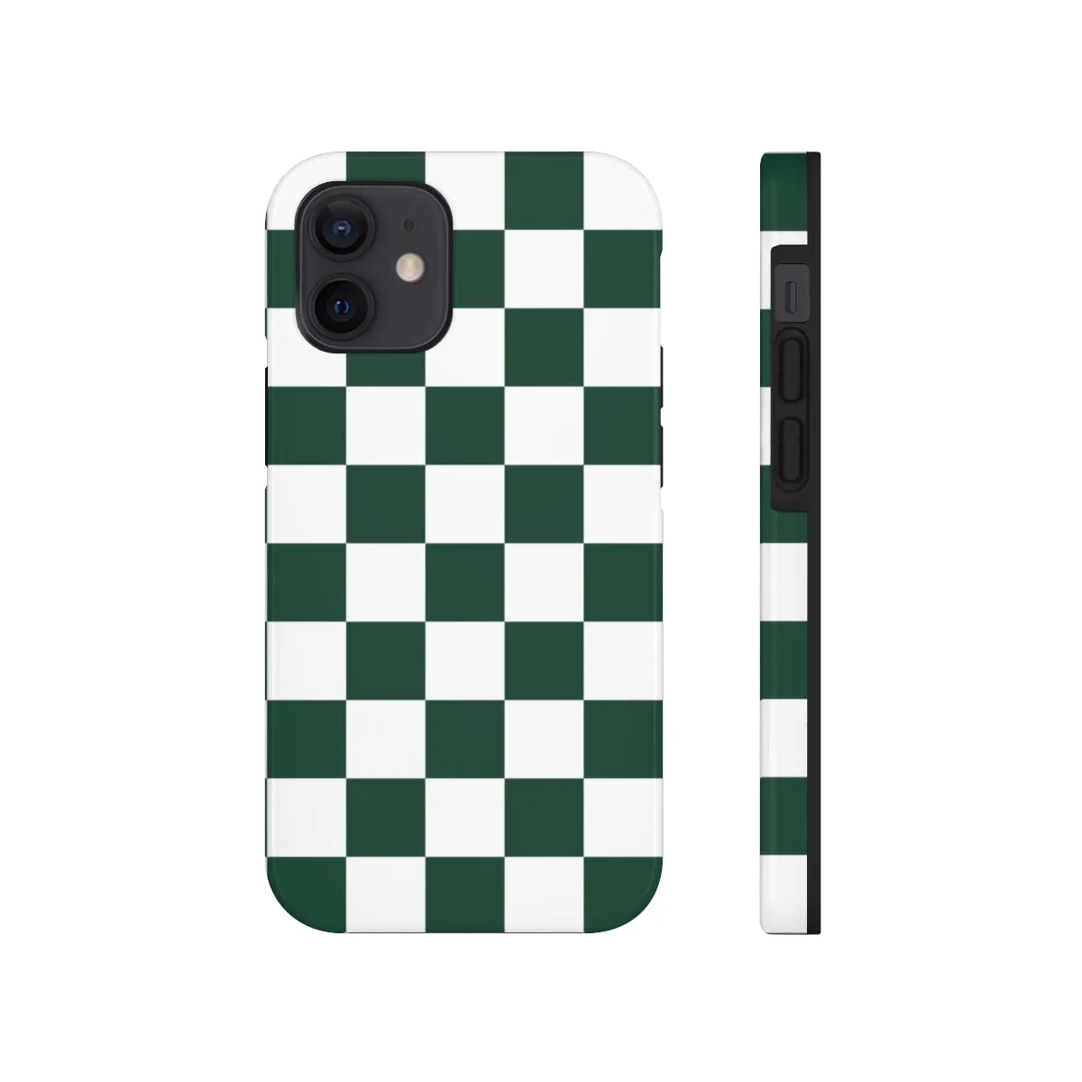 Green Checkered iPhone 14 13 Pro Max Tough Case Mate, White Check Aesthetic Iphone 12 11 Mini SE  X XR XS 8 Plus 7 Phone Cover