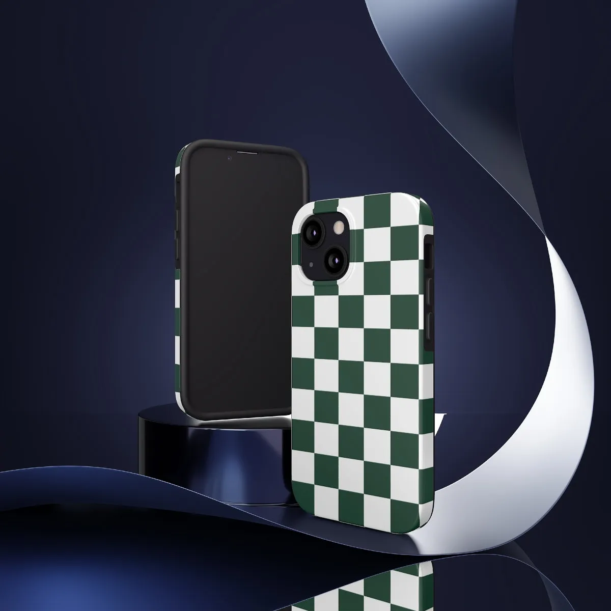 Green Checkered iPhone 14 13 Pro Max Tough Case Mate, White Check Aesthetic Iphone 12 11 Mini SE  X XR XS 8 Plus 7 Phone Cover