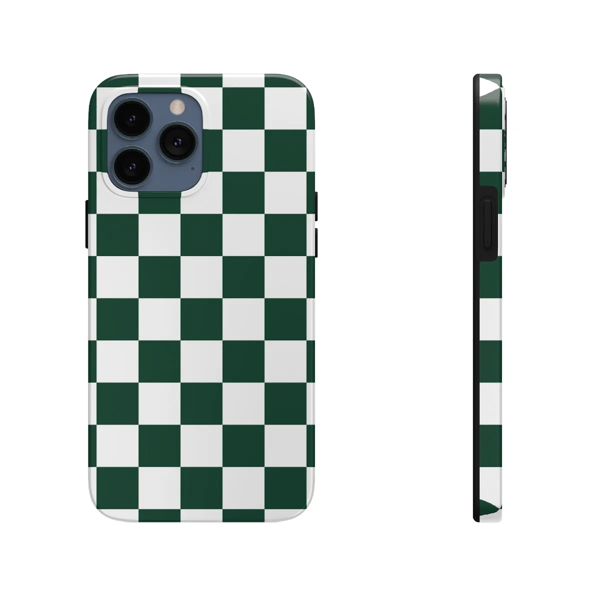 Green Checkered iPhone 14 13 Pro Max Tough Case Mate, White Check Aesthetic Iphone 12 11 Mini SE  X XR XS 8 Plus 7 Phone Cover