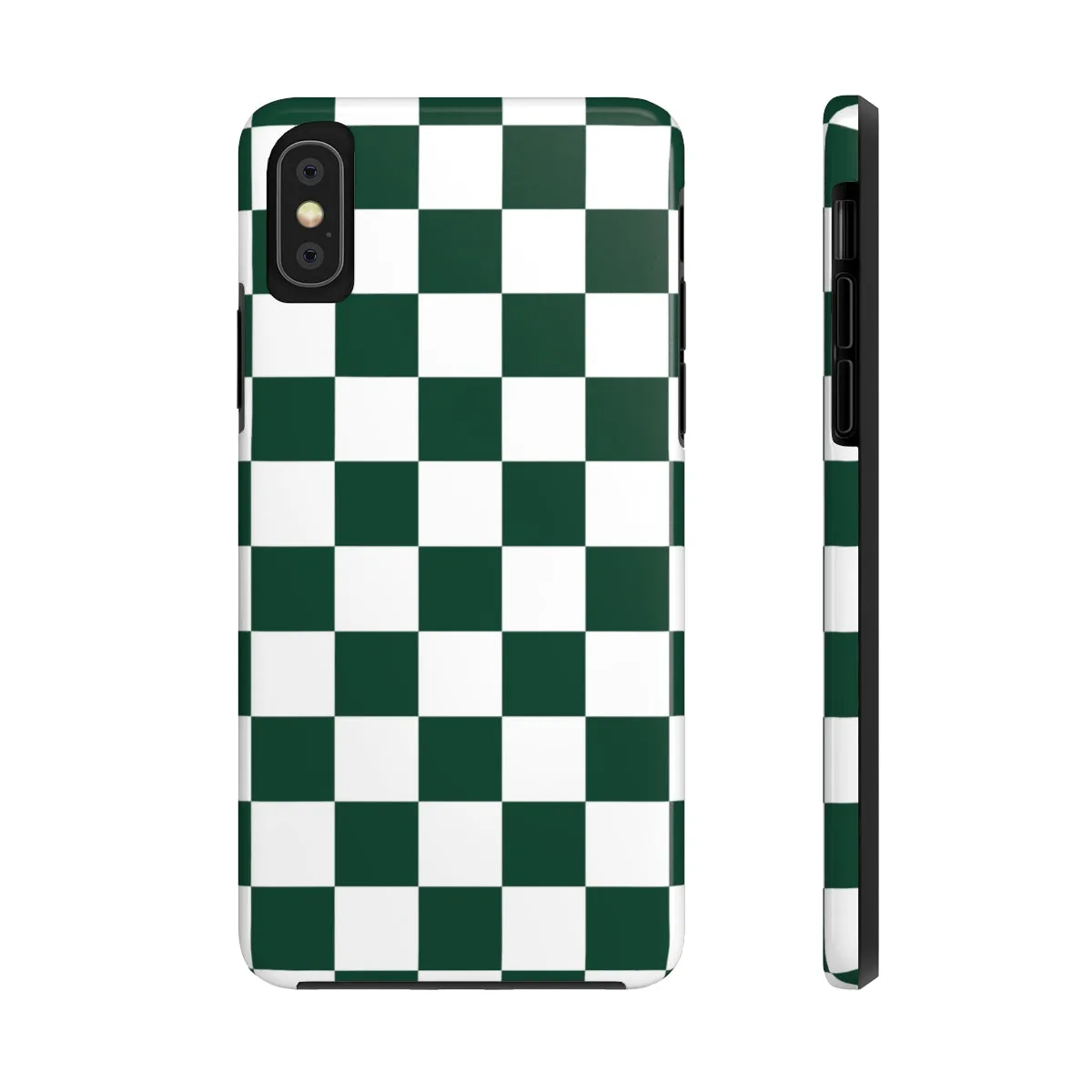 Green Checkered iPhone 14 13 Pro Max Tough Case Mate, White Check Aesthetic Iphone 12 11 Mini SE  X XR XS 8 Plus 7 Phone Cover