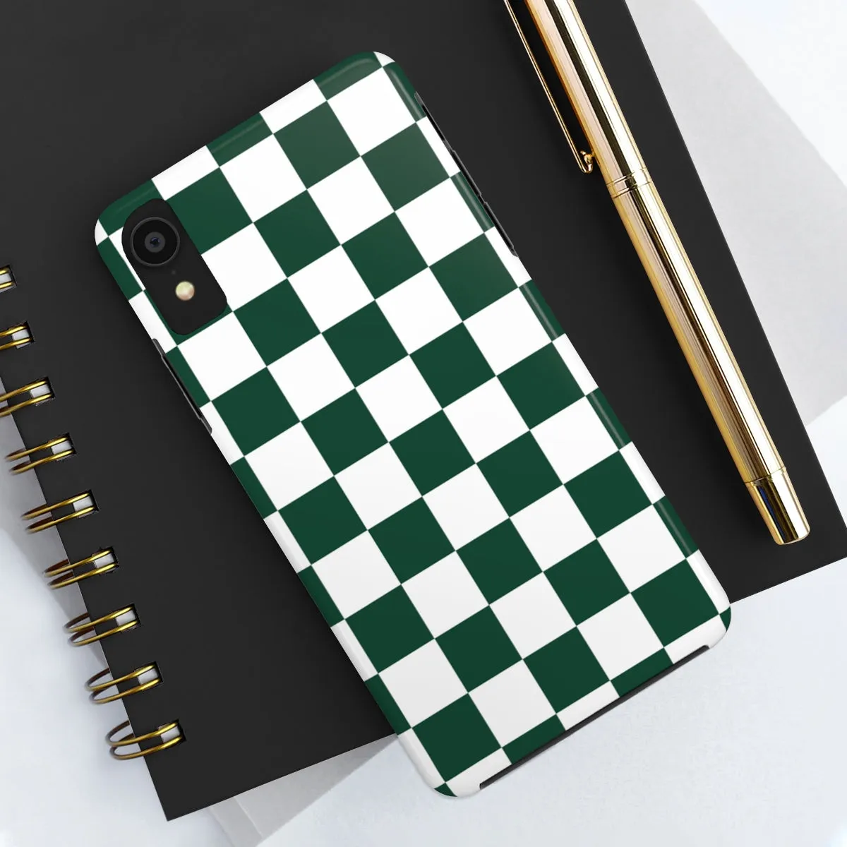 Green Checkered iPhone 14 13 Pro Max Tough Case Mate, White Check Aesthetic Iphone 12 11 Mini SE  X XR XS 8 Plus 7 Phone Cover