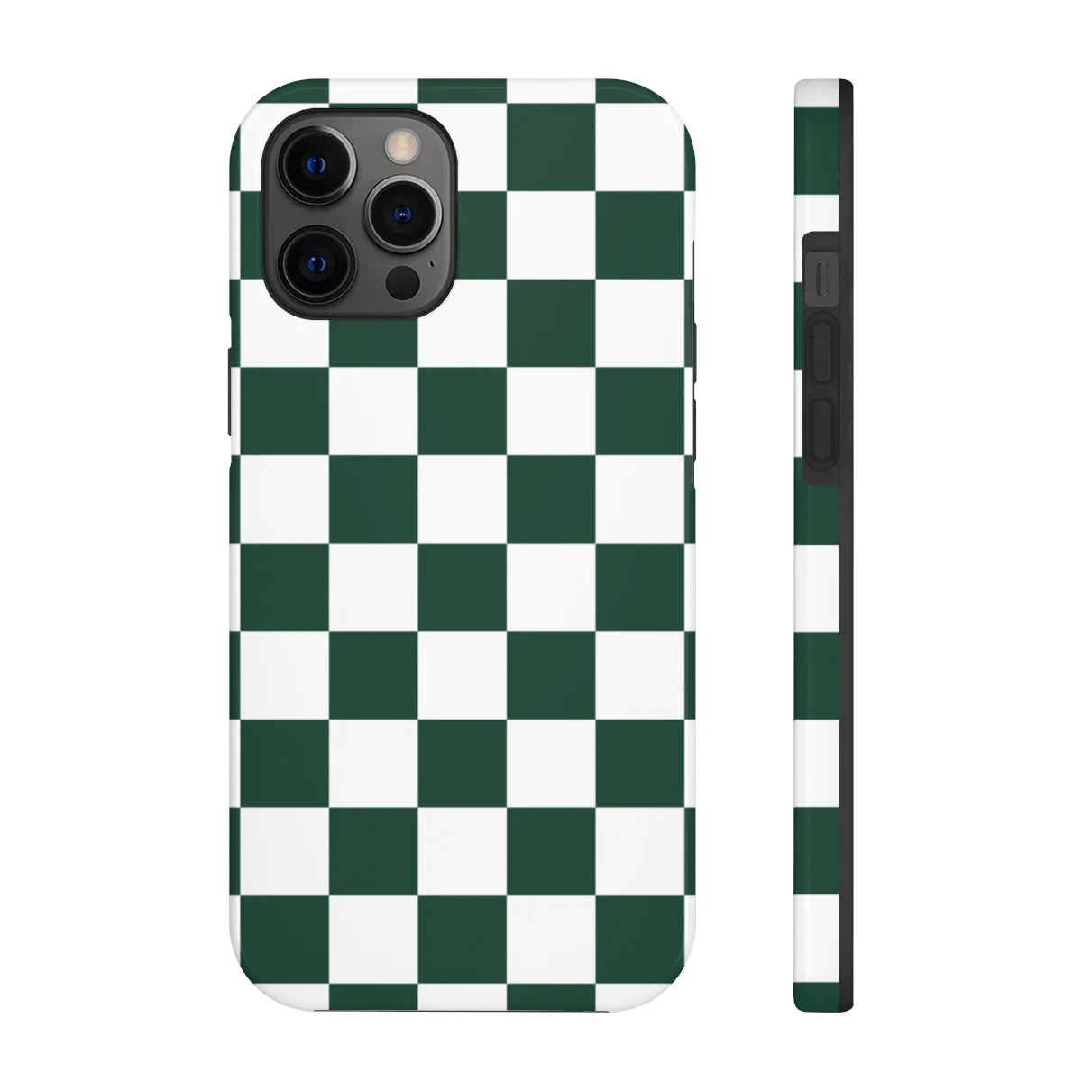 Green Checkered iPhone 14 13 Pro Max Tough Case Mate, White Check Aesthetic Iphone 12 11 Mini SE  X XR XS 8 Plus 7 Phone Cover