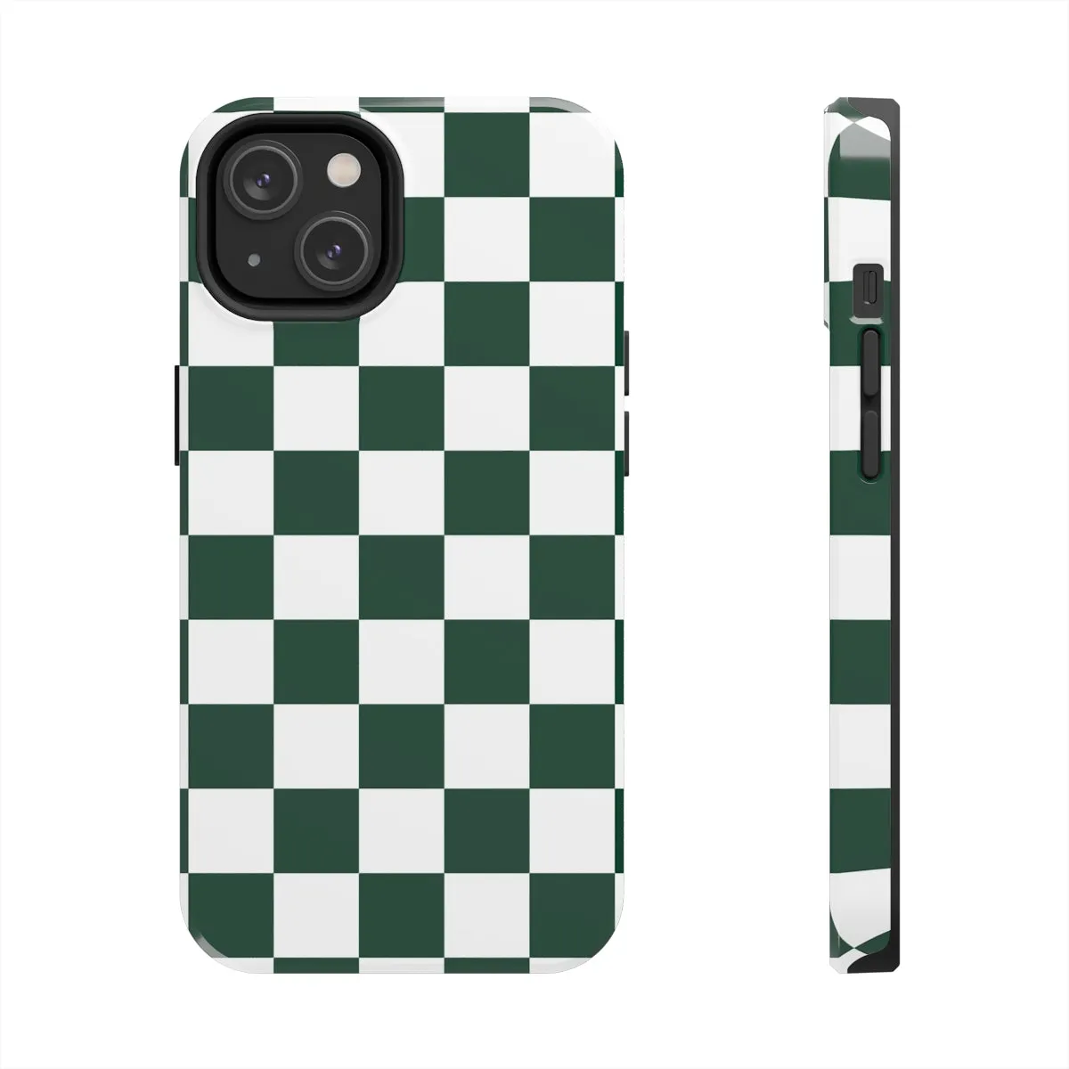 Green Checkered iPhone 14 13 Pro Max Tough Case Mate, White Check Aesthetic Iphone 12 11 Mini SE  X XR XS 8 Plus 7 Phone Cover