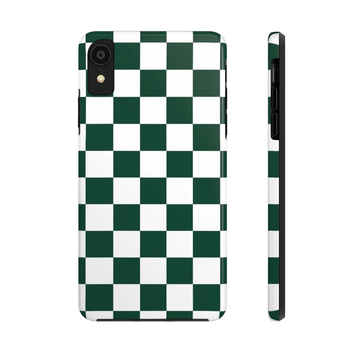 Green Checkered iPhone 14 13 Pro Max Tough Case Mate, White Check Aesthetic Iphone 12 11 Mini SE  X XR XS 8 Plus 7 Phone Cover