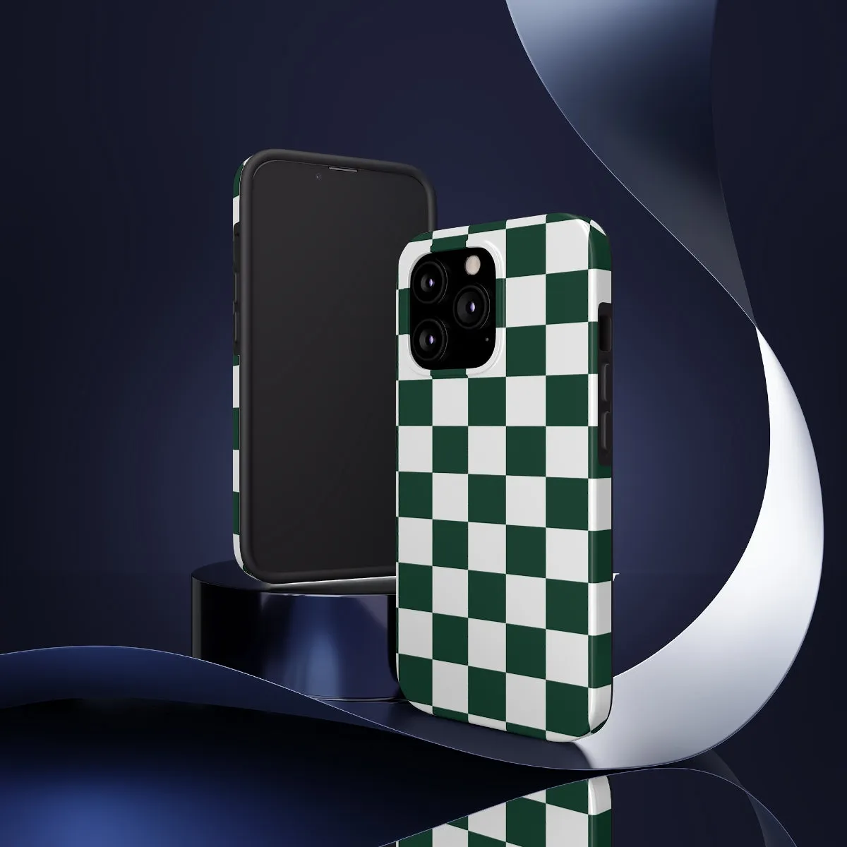 Green Checkered iPhone 14 13 Pro Max Tough Case Mate, White Check Aesthetic Iphone 12 11 Mini SE  X XR XS 8 Plus 7 Phone Cover