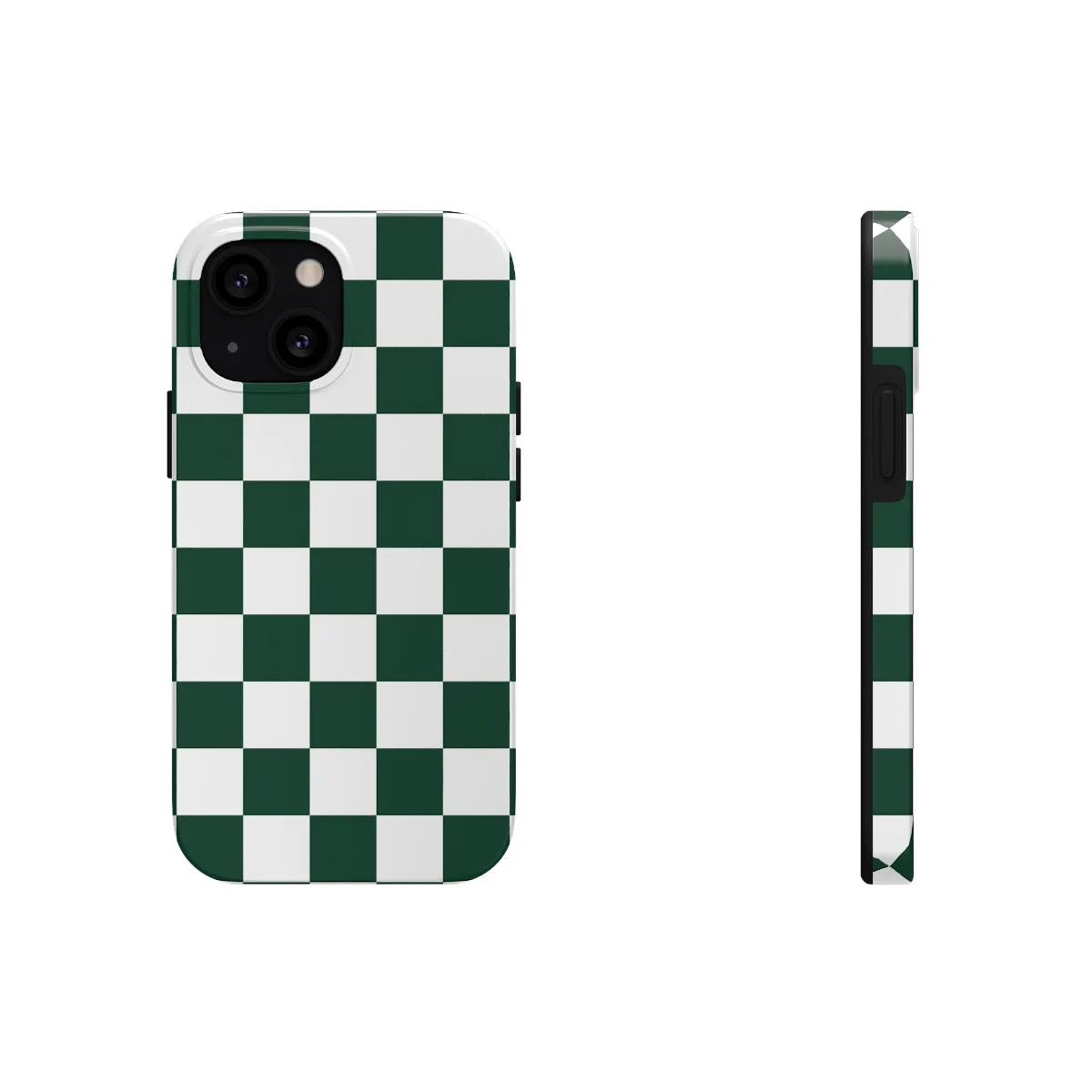 Green Checkered iPhone 14 13 Pro Max Tough Case Mate, White Check Aesthetic Iphone 12 11 Mini SE  X XR XS 8 Plus 7 Phone Cover