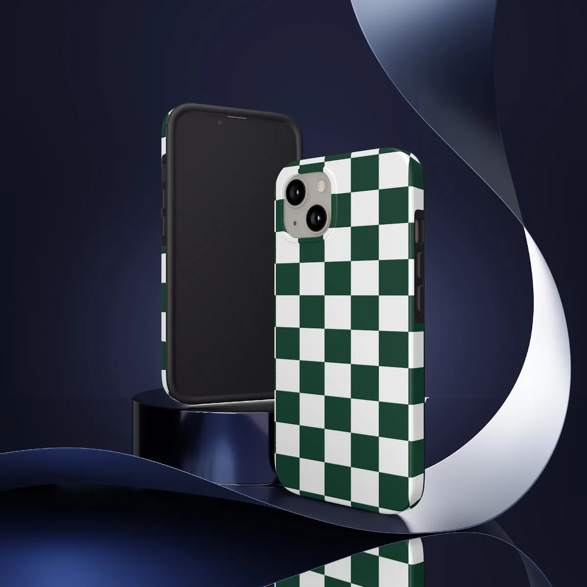 Green Checkered iPhone 14 13 Pro Max Tough Case Mate, White Check Aesthetic Iphone 12 11 Mini SE  X XR XS 8 Plus 7 Phone Cover