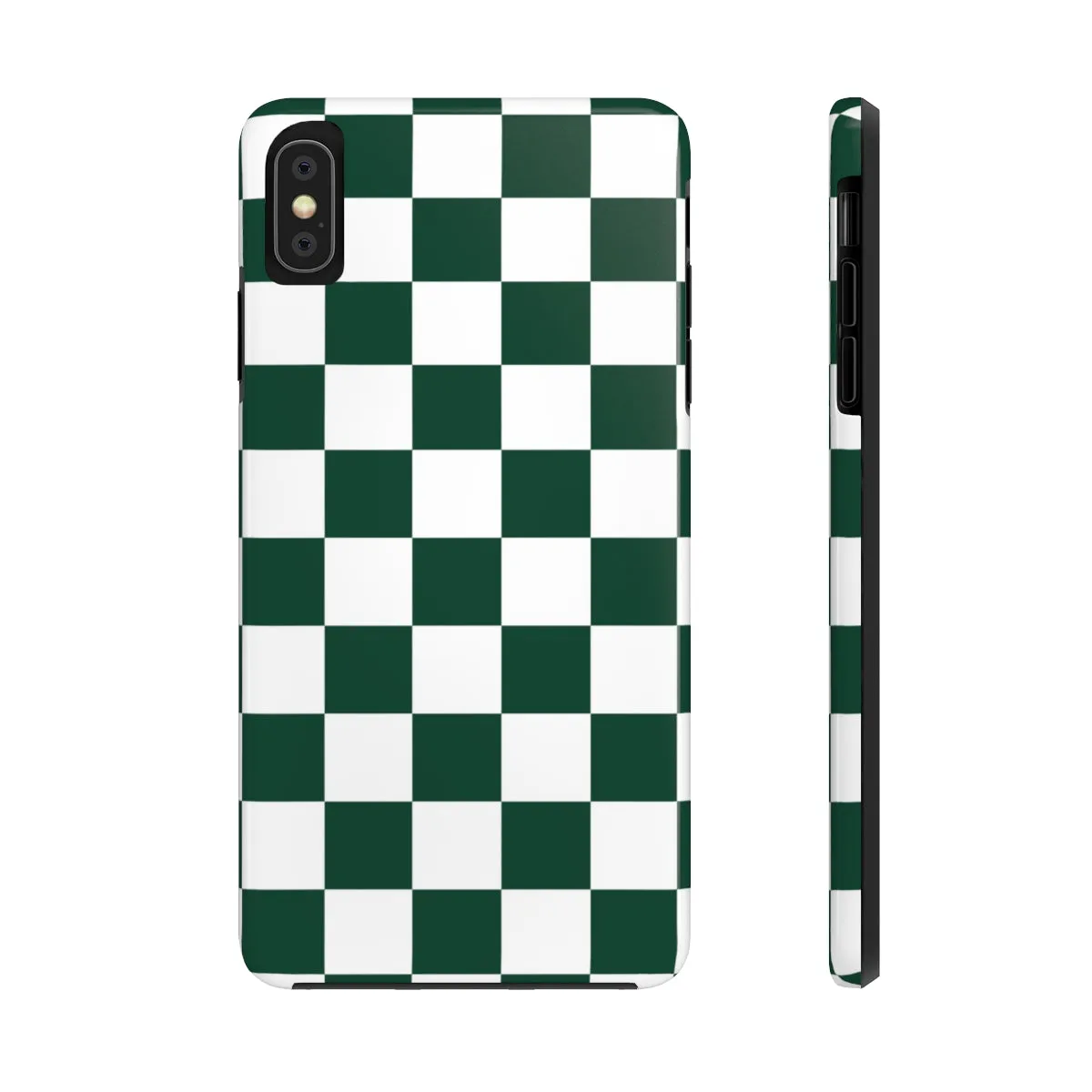 Green Checkered iPhone 14 13 Pro Max Tough Case Mate, White Check Aesthetic Iphone 12 11 Mini SE  X XR XS 8 Plus 7 Phone Cover