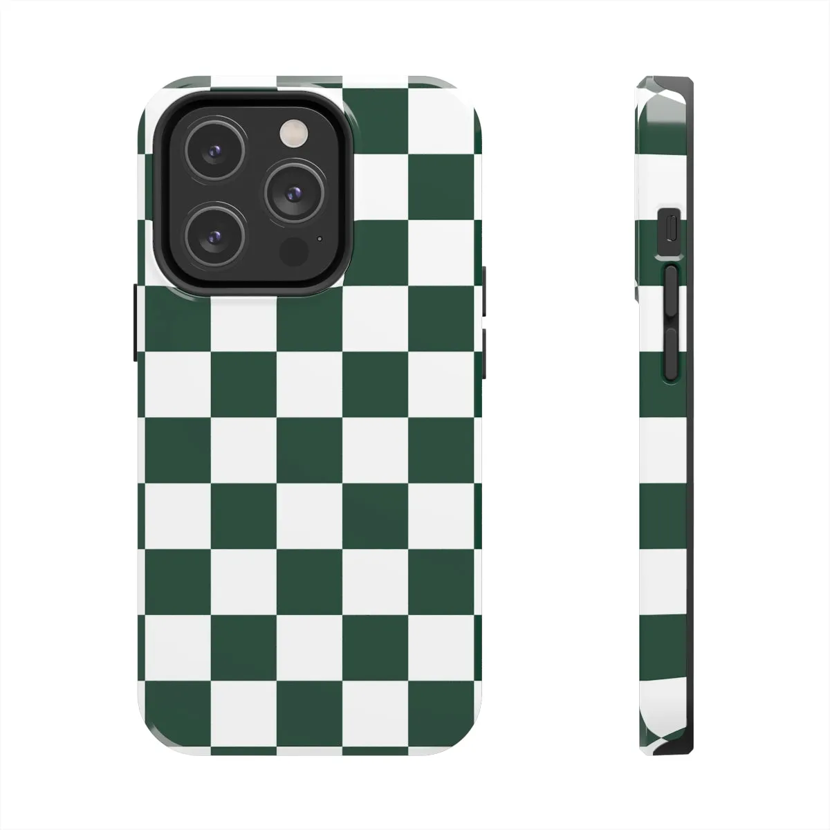 Green Checkered iPhone 14 13 Pro Max Tough Case Mate, White Check Aesthetic Iphone 12 11 Mini SE  X XR XS 8 Plus 7 Phone Cover