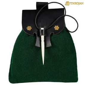 Green Wool Bag - with Bone Toggle