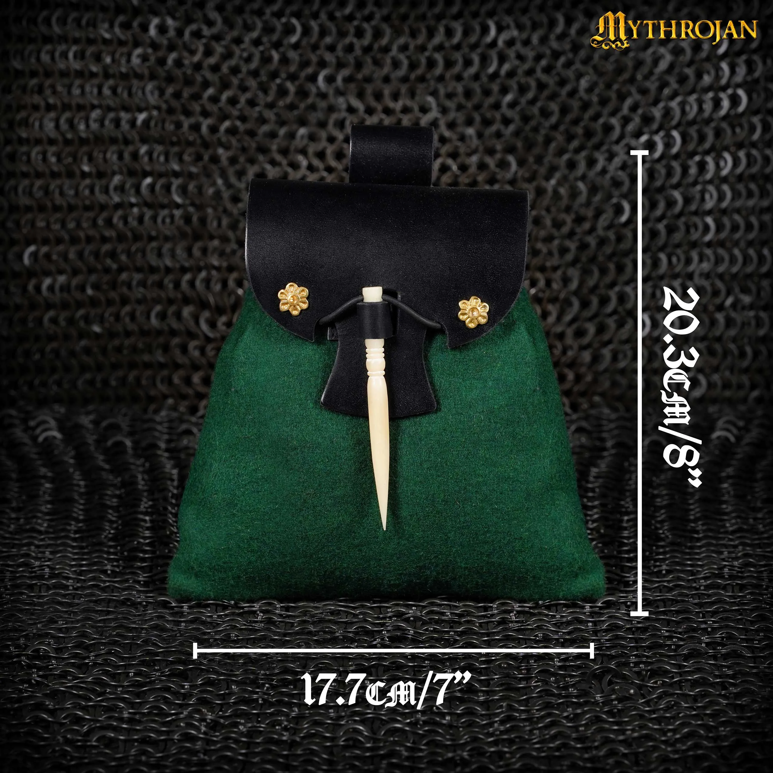 Green Wool Bag - with Bone Toggle