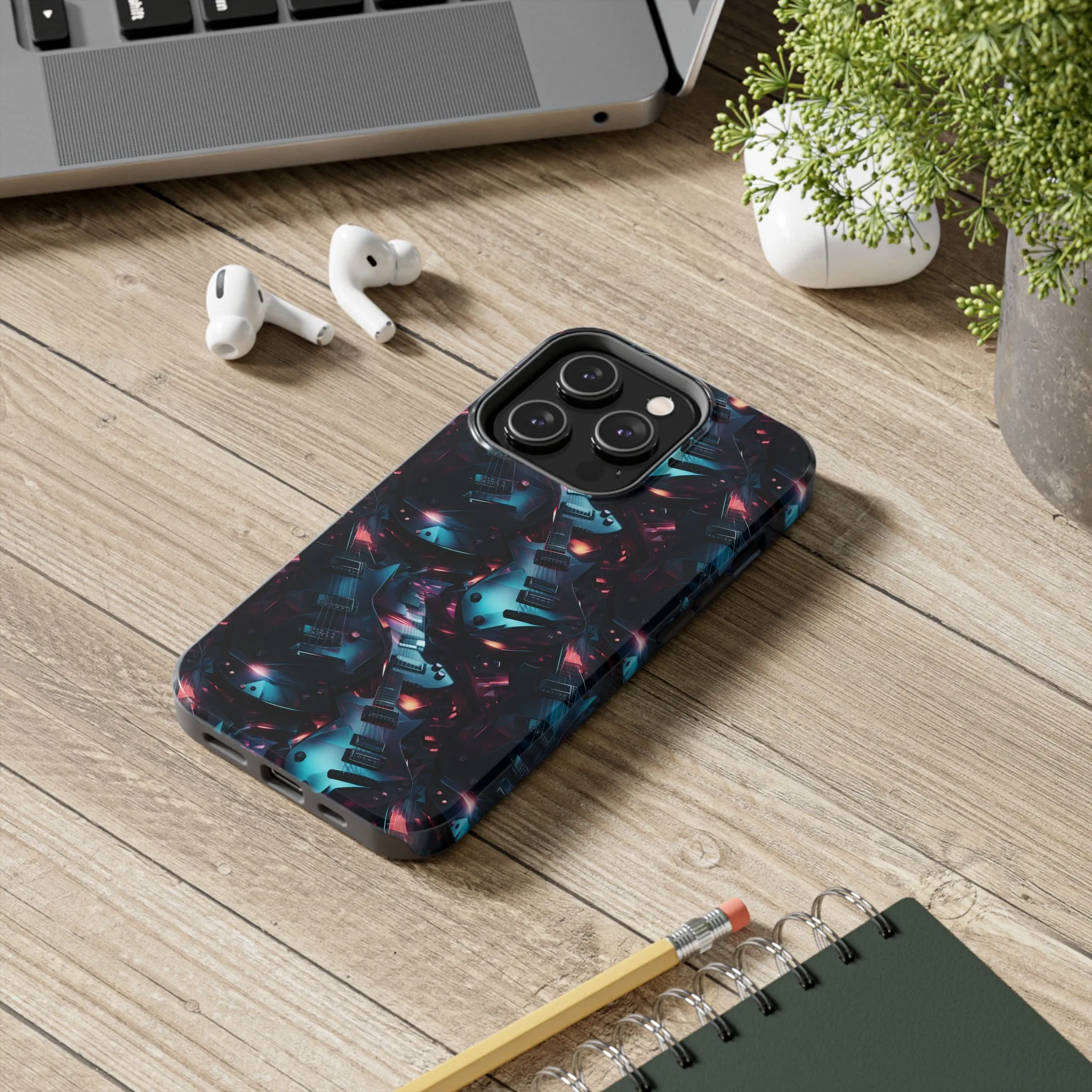 Guitar Pattern Design Tough Phone Case compatible with a large variety of iPhone models, Phone Case, Birthday Gift