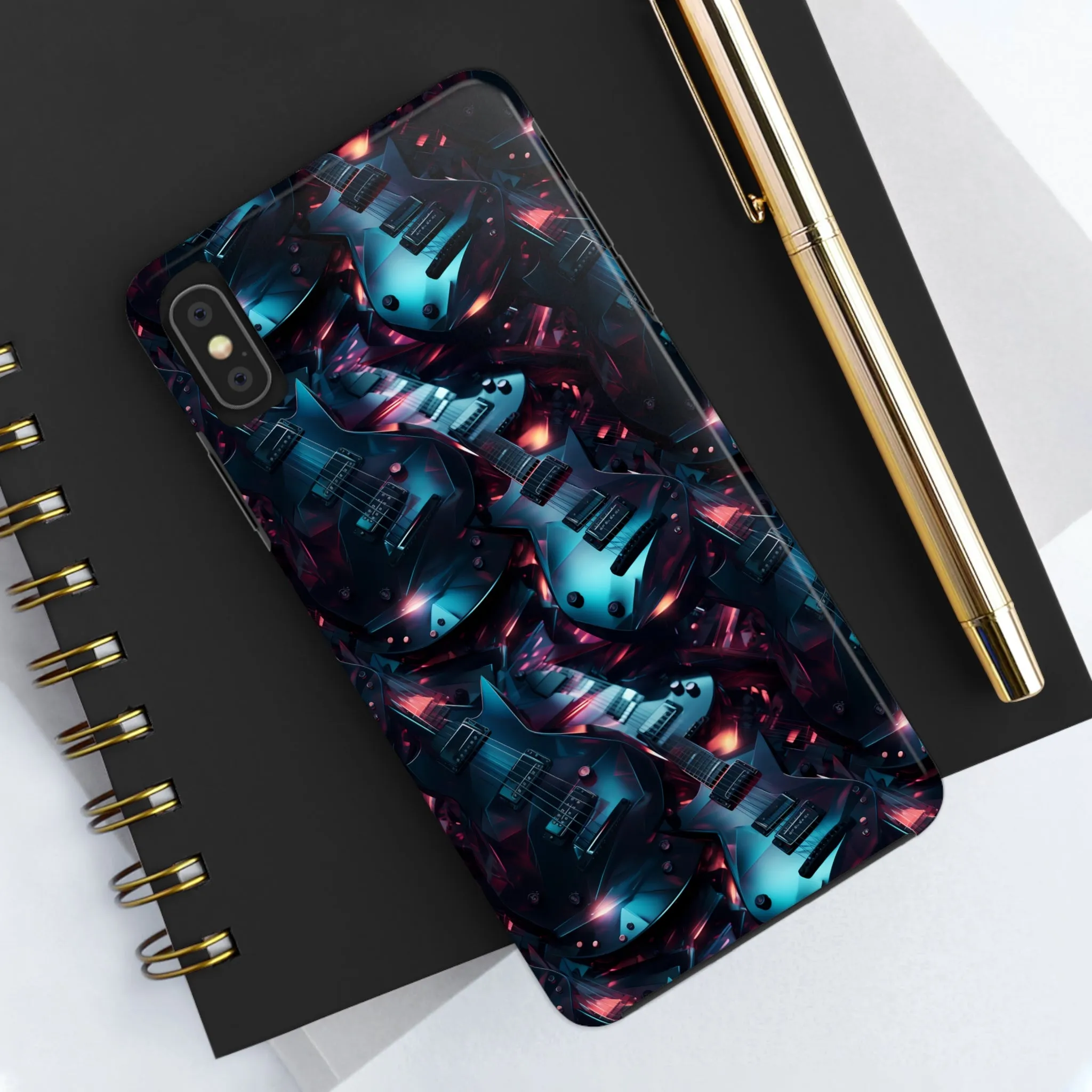 Guitar Pattern Design Tough Phone Case compatible with a large variety of iPhone models, Phone Case, Birthday Gift