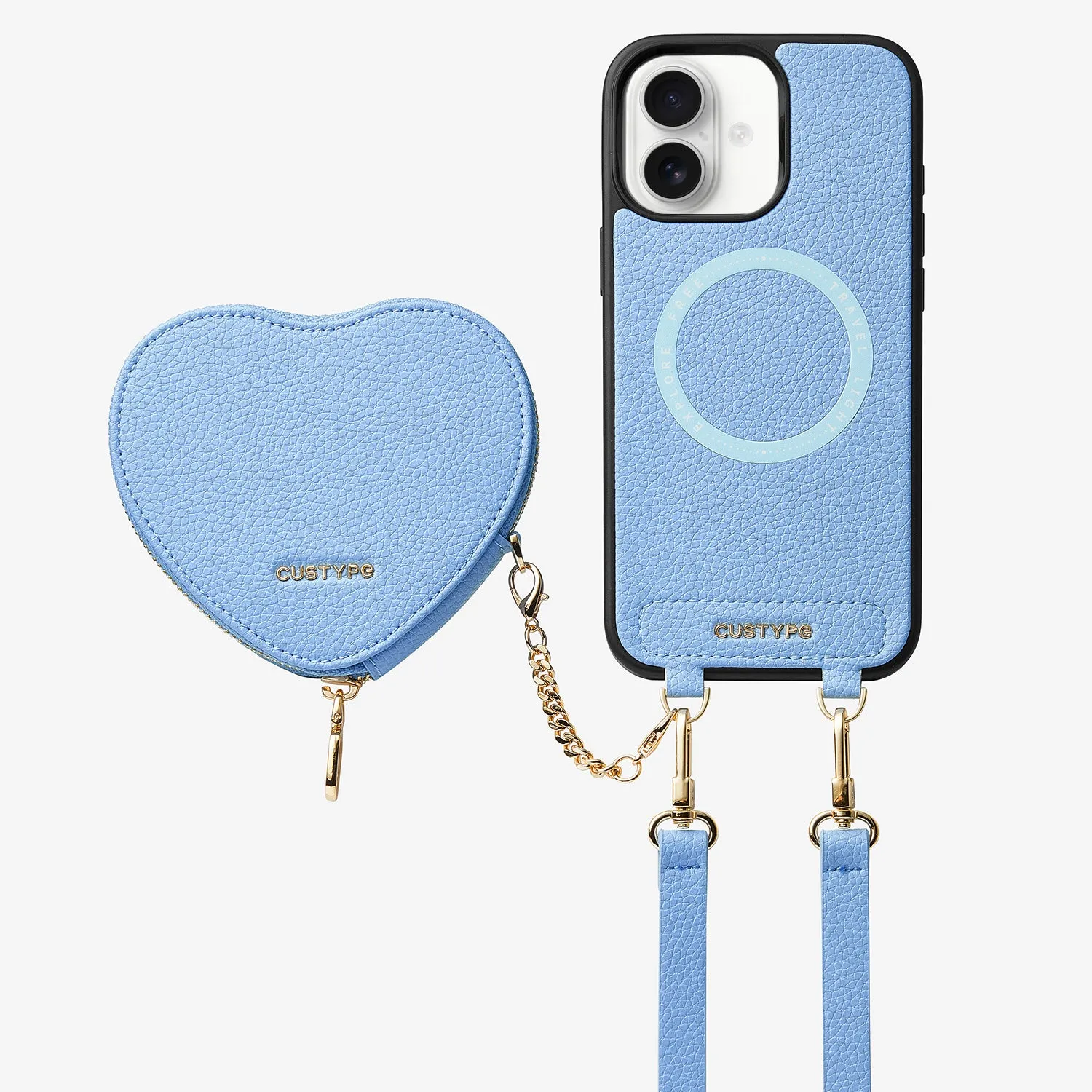 Heart Design Kit- Detachable Wireless Charging Crossbody Wallet Phone Case Pouch Set