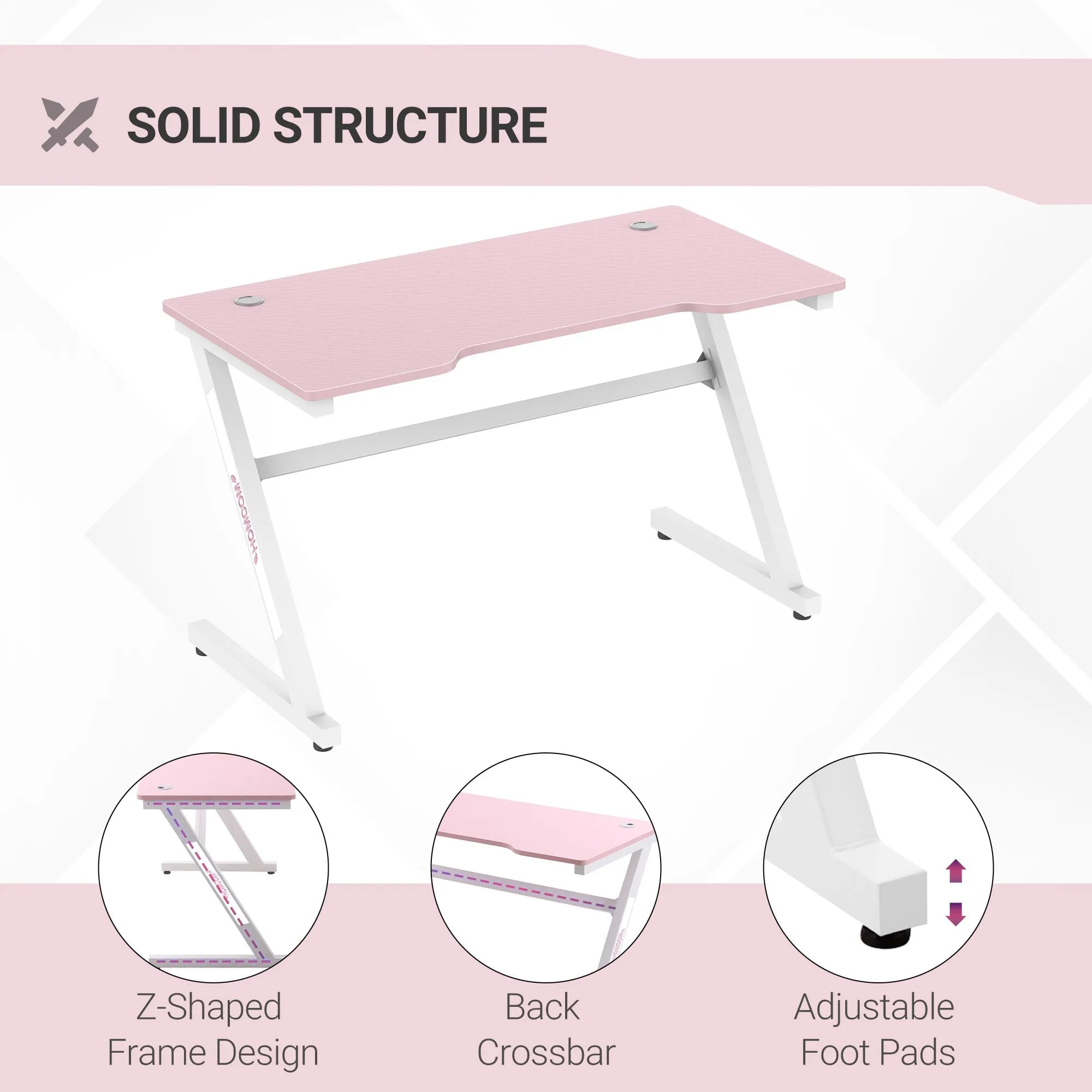 HOMCOM Gaming & Computer Desk - Pink