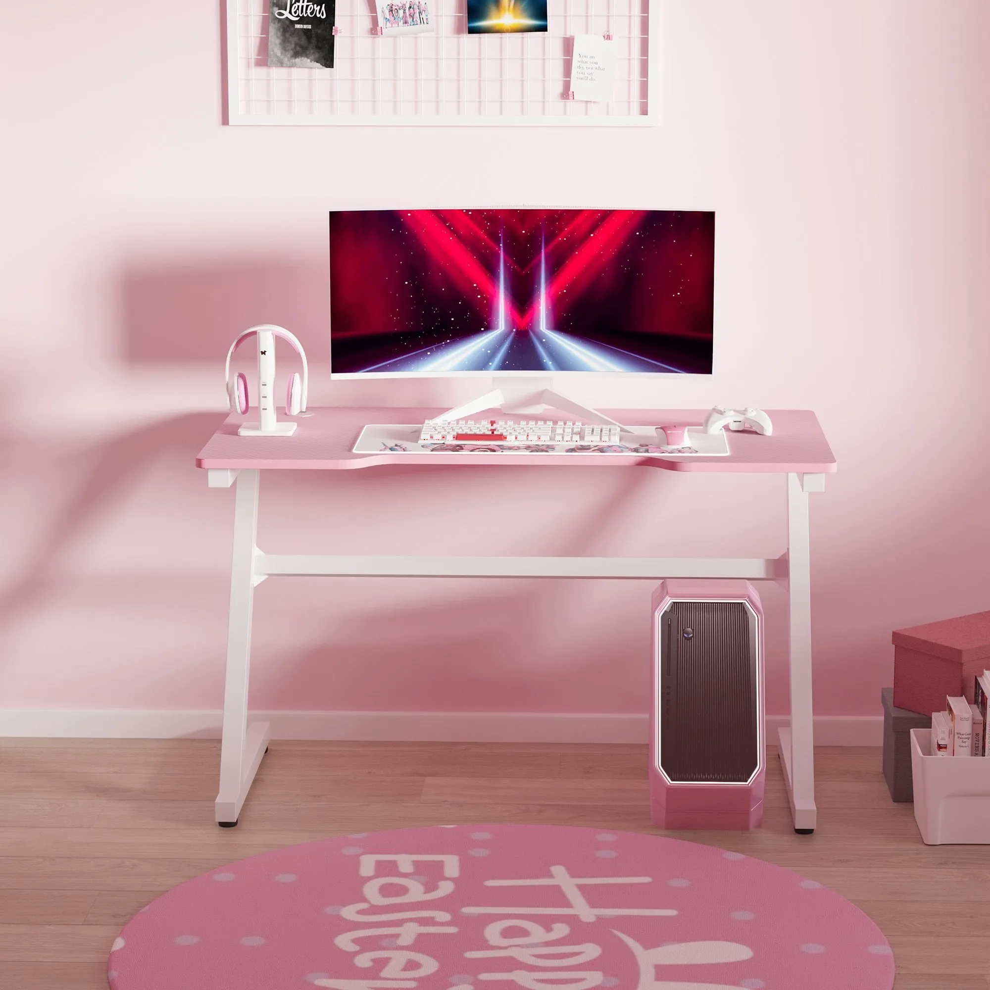 HOMCOM Gaming & Computer Desk - Pink