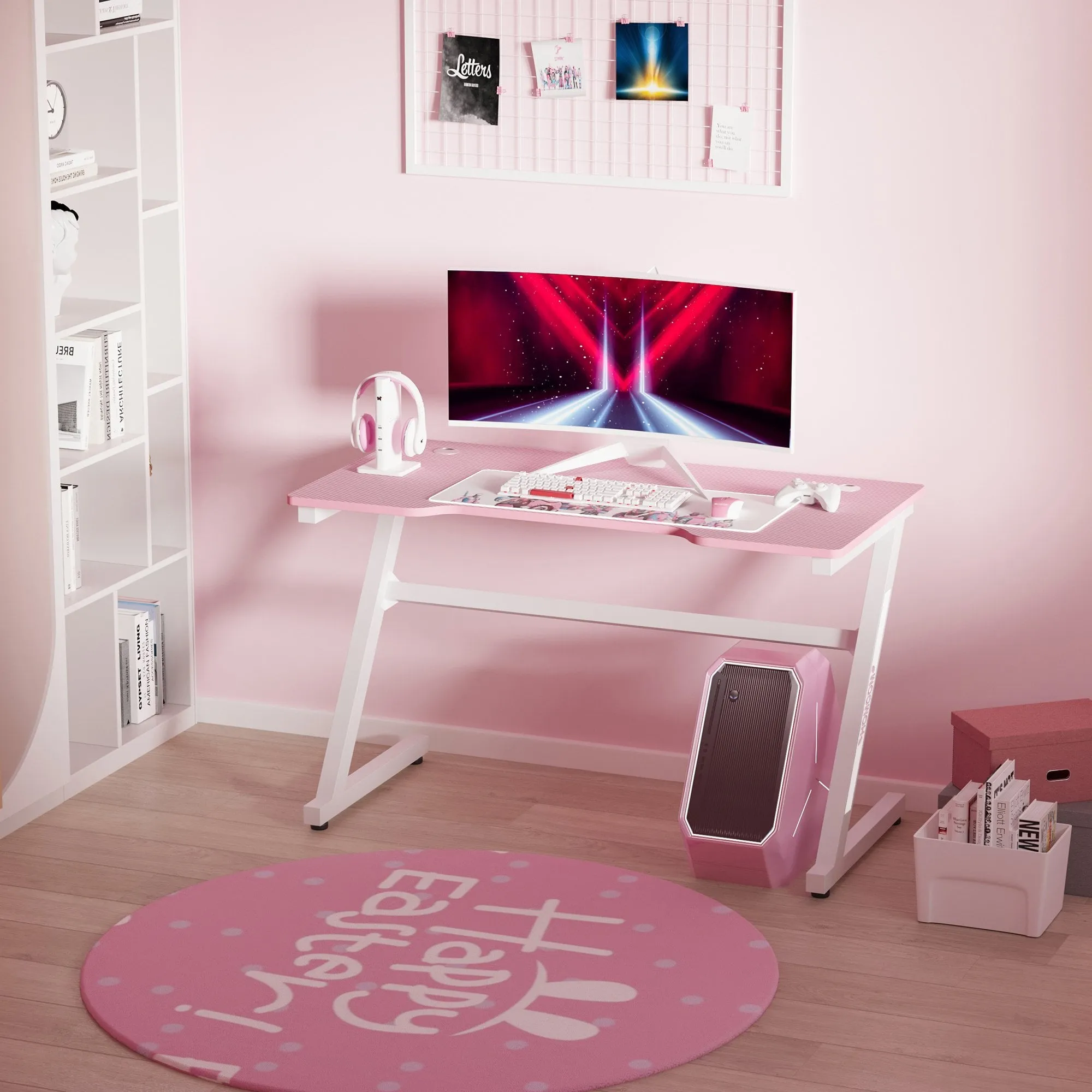 HOMCOM Gaming & Computer Desk - Pink