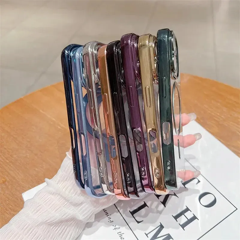 iPhone 16 Pro Max cover CD Pattern Electroplating Magnetic Attraction Phone Case for iPhone  12 13 Pro 14 15 16  Pro Max Liquid Silicone Cover Fundas