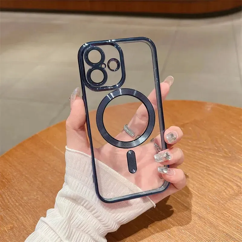 iPhone 16 Pro Max cover CD Pattern Electroplating Magnetic Attraction Phone Case for iPhone  12 13 Pro 14 15 16  Pro Max Liquid Silicone Cover Fundas