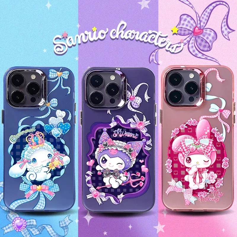 Japanese Cartoon Sanrio Sweet Angel | Kuromi Devil Laser Colour Clear - iPhone Case 11 12 13 14 15 16 Pro Promax