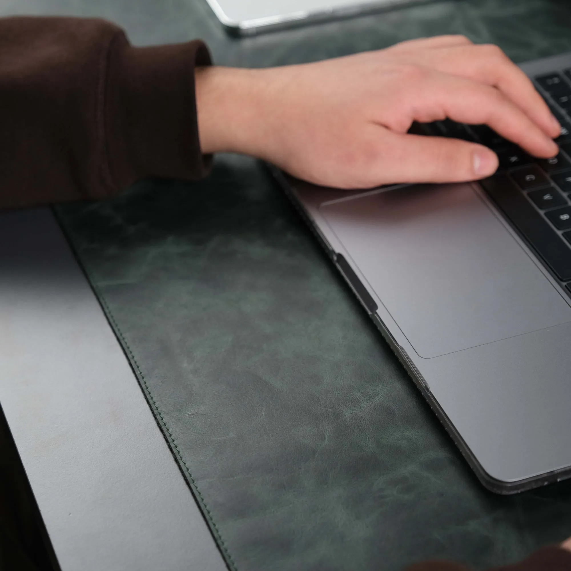 Jersey Dark Green Leather Desk Pad for Office and Home