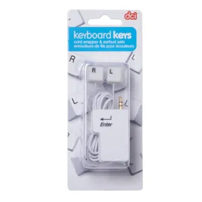 Keyboard Keys Earbud & Cord Wrapper Set