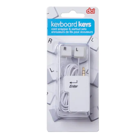 Keyboard Keys Earbud & Cord Wrapper Set