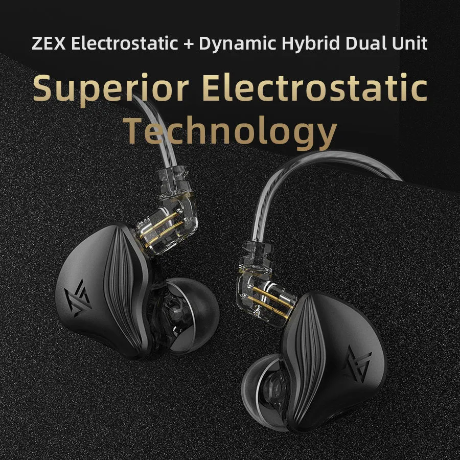 KZ ZEX 1 Electrostatic 1 Dynamic In Ear Monitor Plugs Detachable Cable Headphones Noice Cancelling