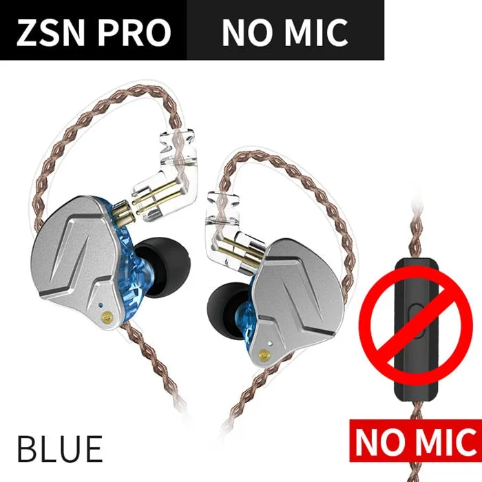 KZ ZSN Pro In Ear Earphones 1BA 1DD Hybrid technology HIFI Bass Metal Earbuds Headphones Sport Noise Cancelling Headset Monitor