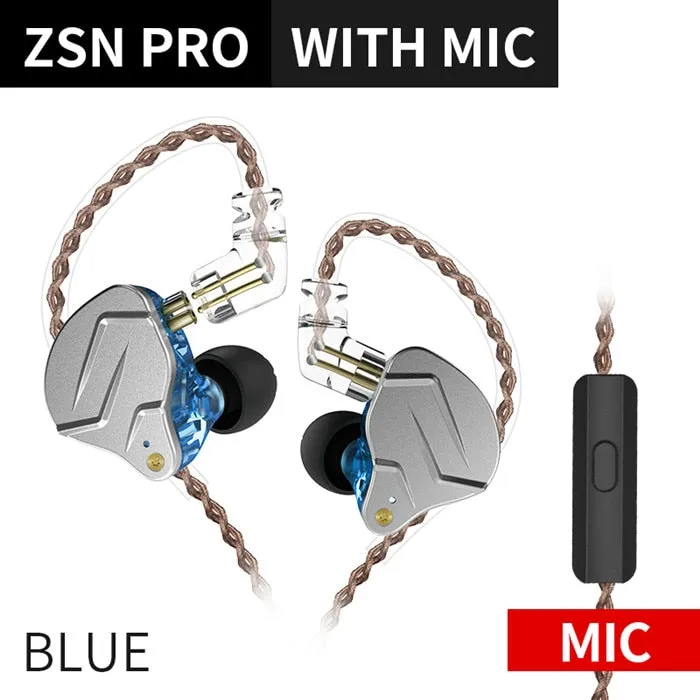 KZ ZSN Pro In Ear Earphones 1BA 1DD Hybrid technology HIFI Bass Metal Earbuds Headphones Sport Noise Cancelling Headset Monitor