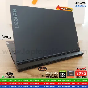 Lenovo Legion 5 82JW / 15ACH6 Ryzen 7 5800h RTX 3050 165Hz Gaming Laptop Offers (Brand New)