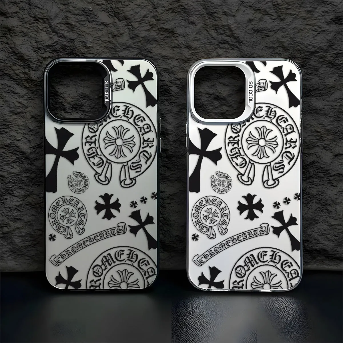 Luxurious All-encompassing Electroplating Chrome Hearts Phone Case For iPhone