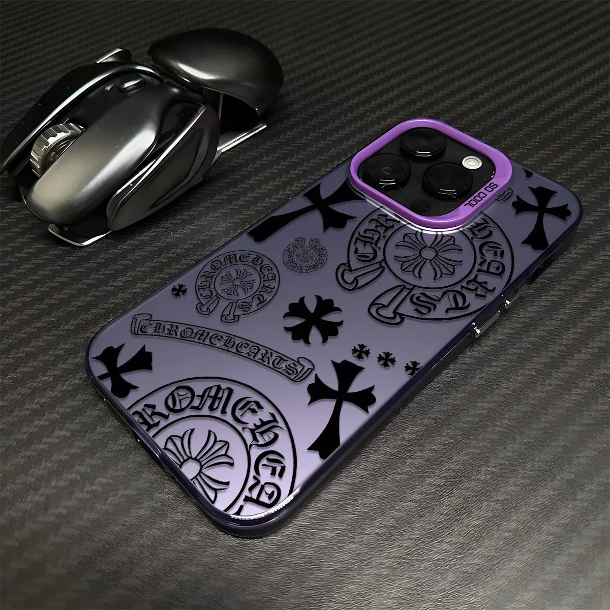 Luxurious All-encompassing Electroplating Chrome Hearts Phone Case For iPhone