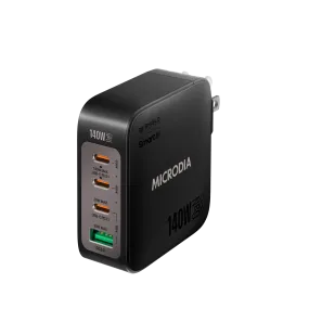 MICRODIA SMARTCube™ Nano 140W, GaN Pro Wall Charger, 4-Port, USB-C PD3.1   USB-A QC3.0