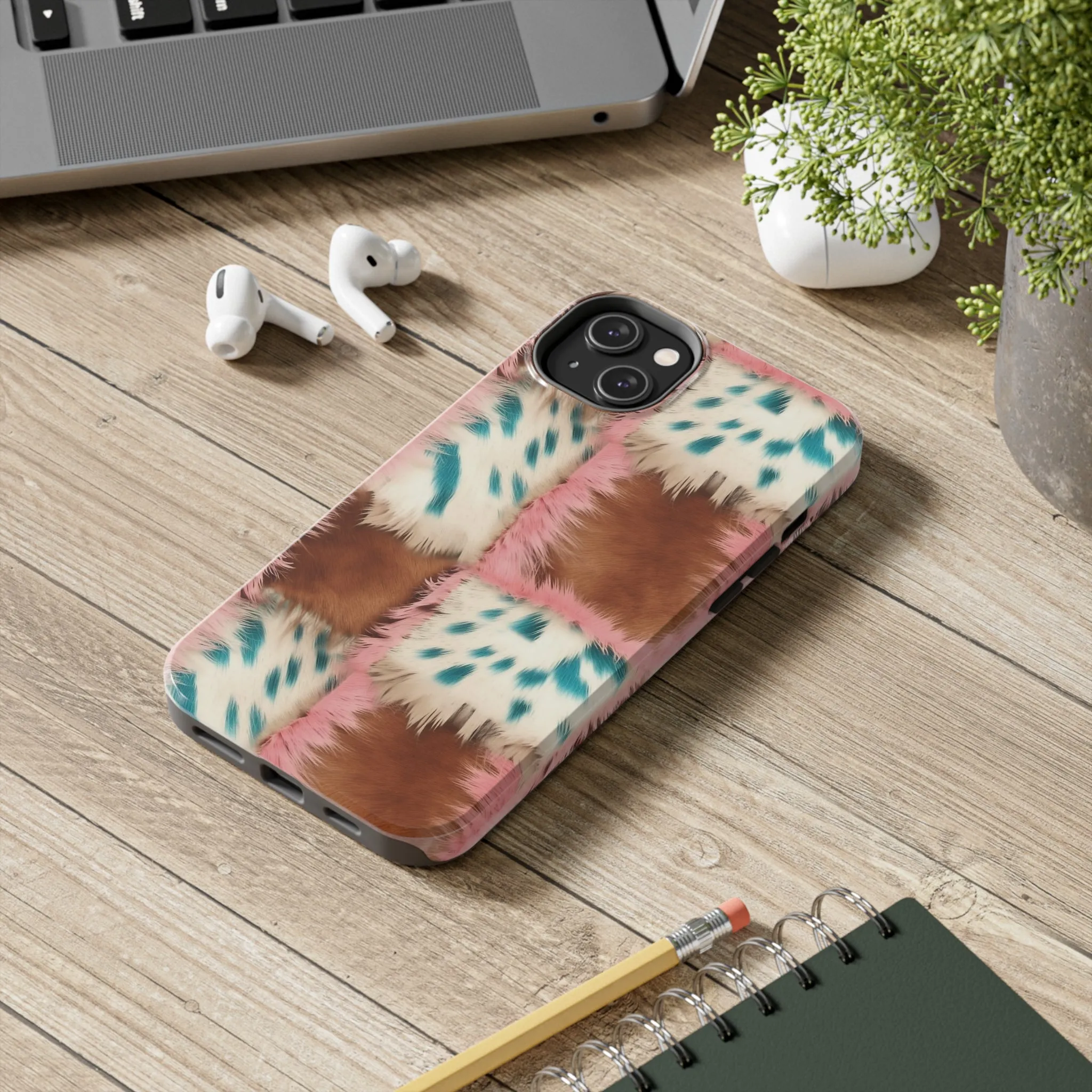 Modern Cowgirl Cowhide Design Pattern Print Tough Phone Case compatible with a large variety of phone models, Phone Case, Gift