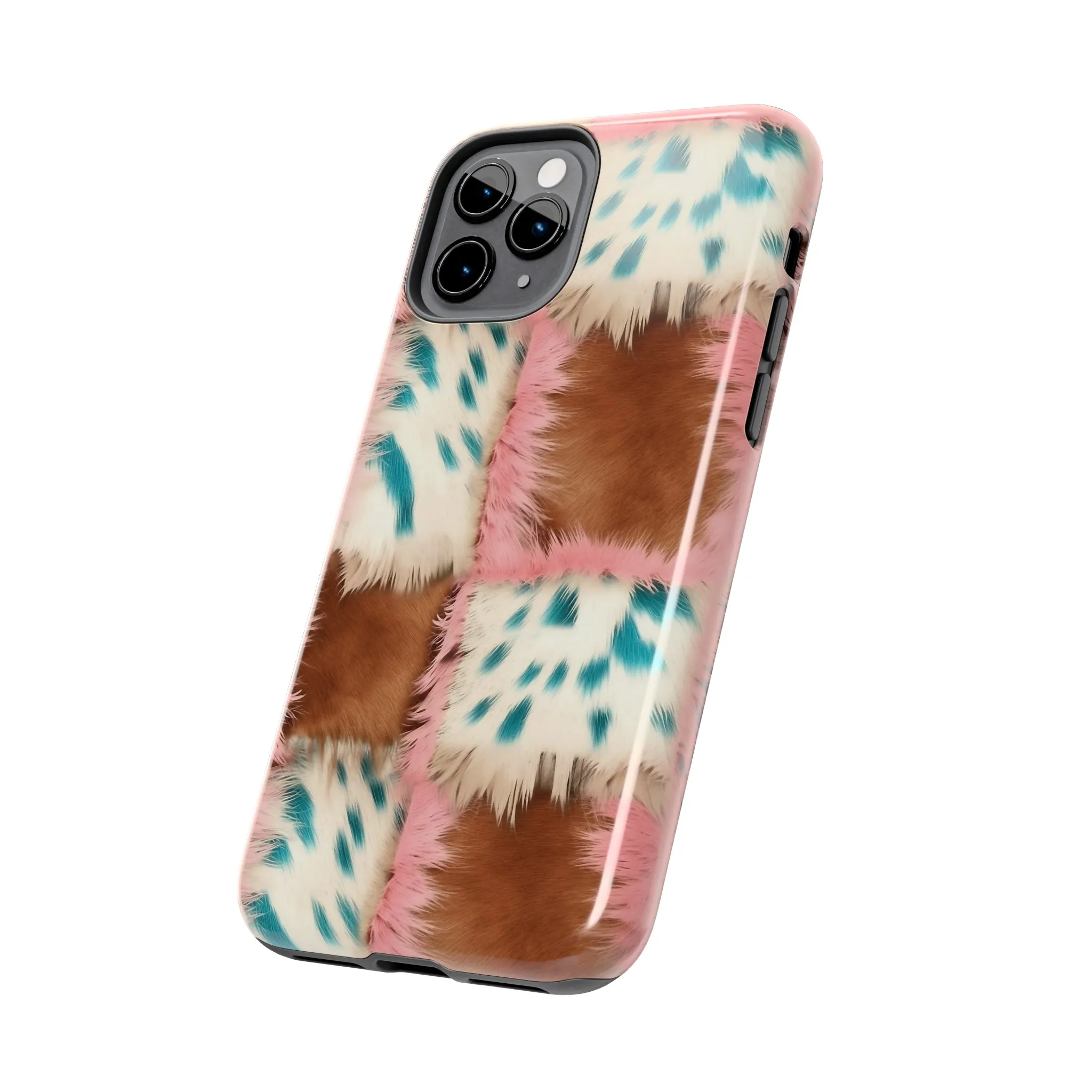 Modern Cowgirl Cowhide Design Pattern Print Tough Phone Case compatible with a large variety of phone models, Phone Case, Gift